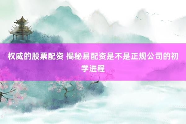 权威的股票配资 揭秘易配资是不是正规公司的初学进程