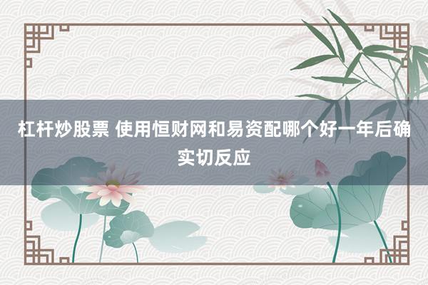 杠杆炒股票 使用恒财网和易资配哪个好一年后确实切反应