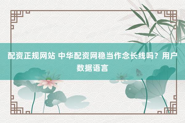 配资正规网站 中华配资网稳当作念长线吗?用户数据语言